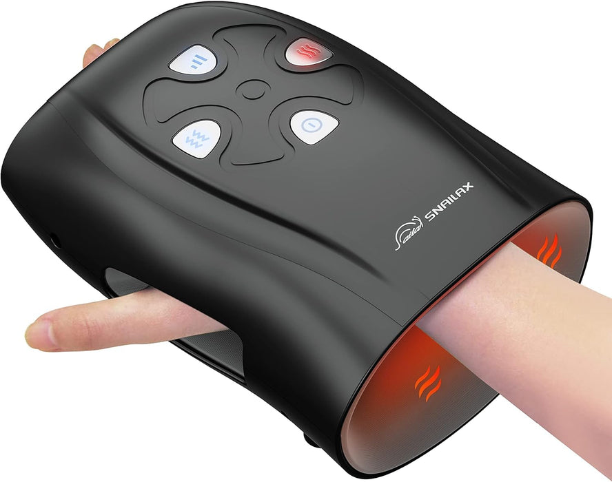 Snailax Hand Massager with Heat, Compression, Vibration, Wireless Hand Massager for Arthristis, Carpal Tunnel, Finger Numbness, Circulation, Pain Relief from Wrist to Palm and Finger,Gifts(Black)