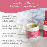 Earth Mama Organic Nipple Butter™ | Nipple Cream Safe for Breastfeeding | Postpartum Essentials for Nursing | Non Lanolin Nipple Cream, 2-Fluid Ounce