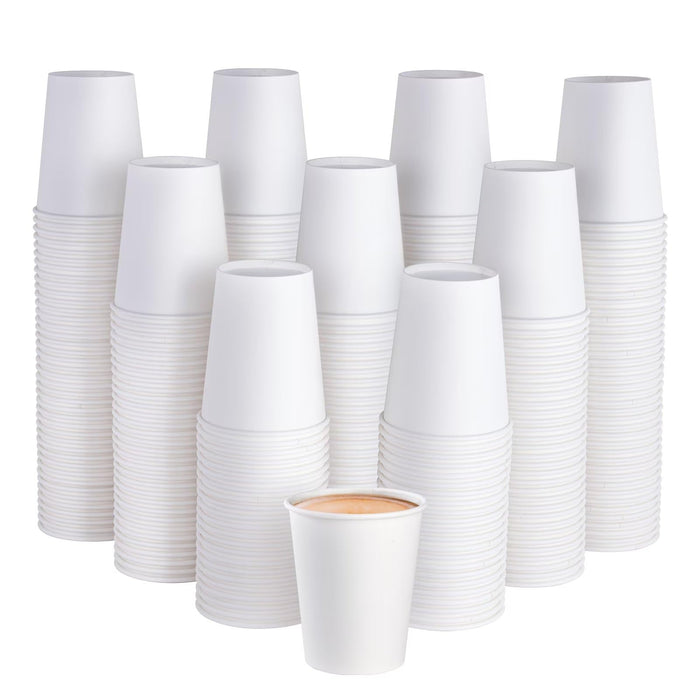 JOLLY PARTY 300 Pack 8 oz Disposable Paper Coffee Cup, Hot/Cold Beverage Drinking Cups for Water, Paper Coffee Cups, White Paper Hot Coffee Cups