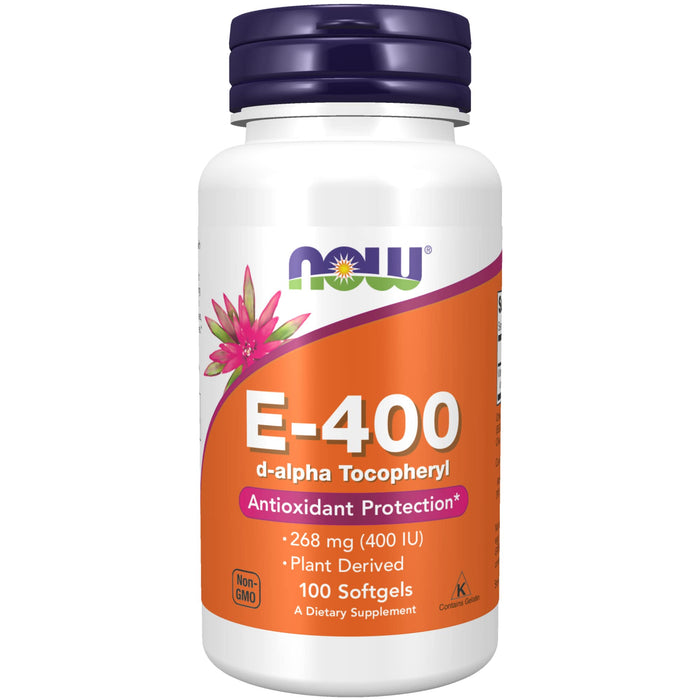 NOW Supplements, Vitamin E-400 IU, D-Alpha Tocopheryl, Antioxidant Protection, Softgels, 100 Count (Pack of 1)