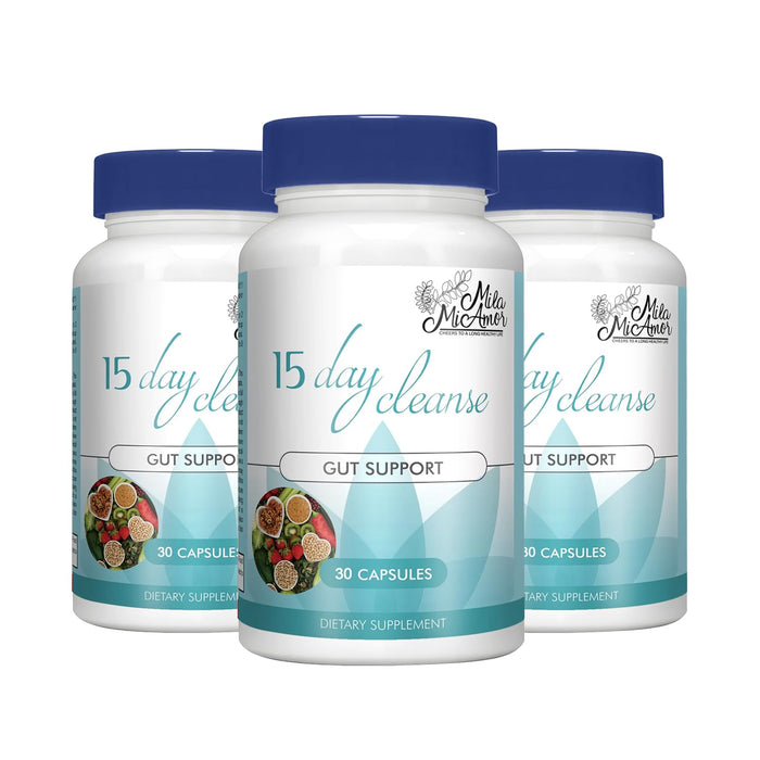 15 Day Gut Cleanse - Gut and Colon Support,15 Day Cleanse - Detox Cleanse with Senna, Psyllium Husk (3 Pack)