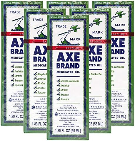 Axe Brand Medicated Oil (Muscle, Joint, and Backache Pain Relief) (1.89 fl oz) (6 Bottles) (Solstice)