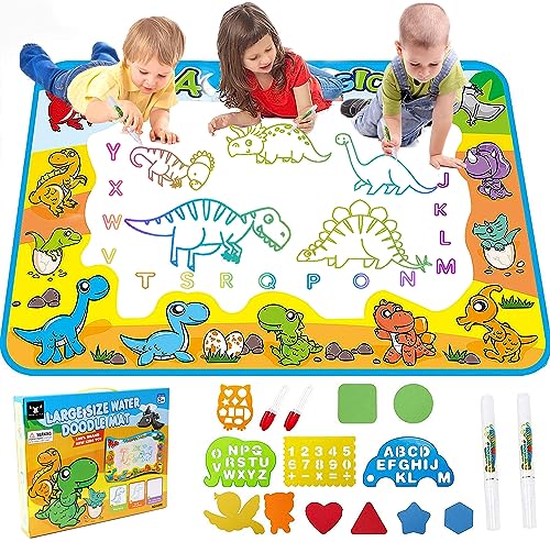 Kids Toys Water Doodle Mat: Dinosaur Painting Coloring Pad for Toddlers 1-3 - Aqua Magic Drawing Board for 2 3 4 Year Old Toddler Arts and Crafts Christmas Birthday Gifts for Girls Boys Age 2-4 3-5