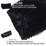 Curly Clip In Extension Human Hair 3C 4A Kinky Curly Clip Ins Full Head for Black Women Brazilian Remy Human Hair Natural Color 8Pcs with18clips 120g/Set(24 inch, curly wave)