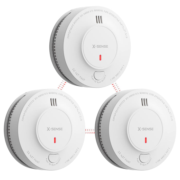 X-Sense 10-Year Battery Wireless Interconnected Smoke Detector Fire Alarm with Over 820 ft Transmission Range, SD19-W, 3-Pack