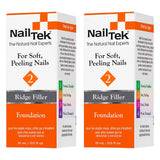 Nail Tek Foundation 2, Ridge Filling Strengthening Base Coat for Soft and Peeling Nails, 0.5 oz, 2-Pack