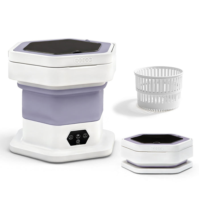 Welsteepse Portable Washing Machine, 16L Upgraded Mini Washer with Spin Basket Laundry Machine for Baby Clothes, Underwear, Socks; Ideal for Travel, Dorms, Camping (purple)