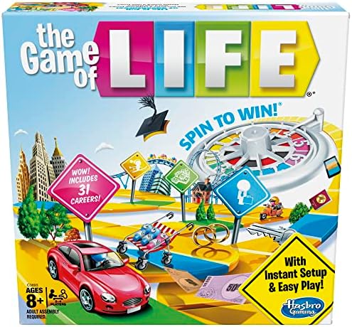 Hasbro Gaming The Game of Life Board Game, Family Games for Kids Ages 8+, Includes 31 Careers, Family Board Games for 2-4 Players, Family Gifts (Amazon Exclusive)