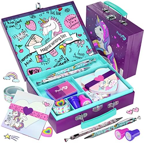 Unicorn Stationery Set for Kids - Easter Birthday Gifts for Girls Ages 6, 7, 8, 9, 10 to 12 Year Old Age - Stationary Letter Writing Art Kit - Best Girl Birthday Gift - Preteen Craft Toys, Presents