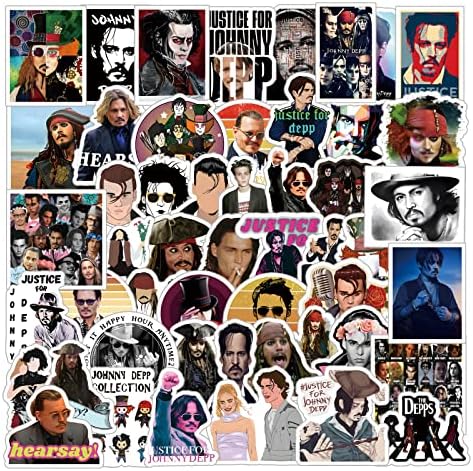 53Pcs Johnny Depp Merchandise Stickers Pack, Characters Poster Vinyl Waterproof Decals for Water Bottle, Laptop, Phone, Scrapbook, Journaling for Kids Teens Adults for Party Supply Decor…