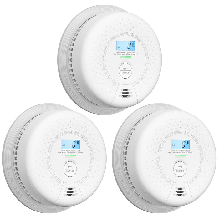 X-Sense Smoke Detector Carbon Monoxide Detector Combo, 10-Year Battery Smoke Detector with Display, Auto-Check, 3-Pack