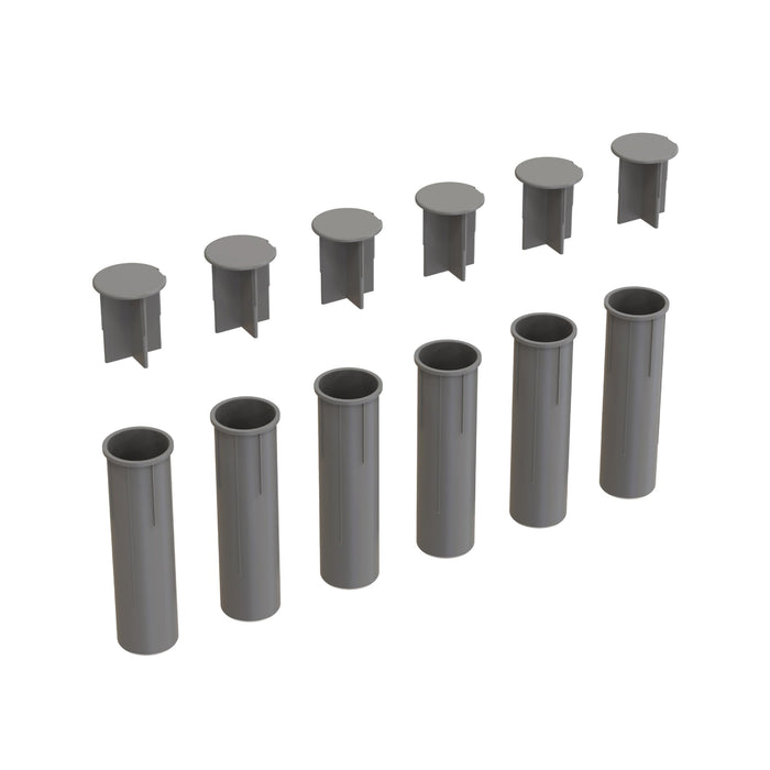 Pool Fence Deck Sleeves & Hole Caps - Putty 6 Pack - 1 Inch Pole Fencing, Inserts with Plugs, Universal Fit for DIY Safety Fence,