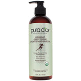 PURA D'OR 16 Oz Organic Deep Tissue Sports Massage Oil for Toned Sore Muscles - Jojoba Oil, Sunflower Oil, Almond Oil, Grapefruit Oil & Eucalyptus Oil - Alleviate Muscle Soreness