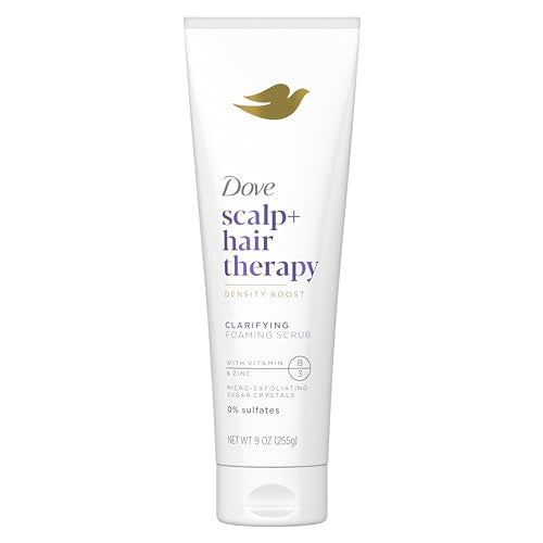 Dove Density Boost Clarifying Foaming Scrub Scalp + Hair Therapy for gentle scalp exfoliation, with Vitamin B3, Zinc and 0% sulfates, 9 oz