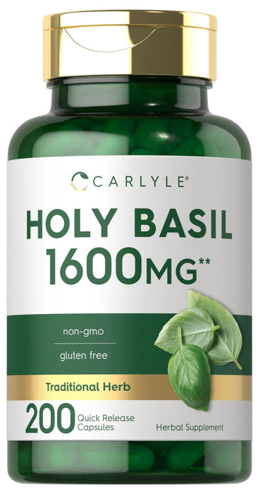 CARLYLE Holy Basil Capsules 1600mg | 200 Count | Leaf Extract Supplement