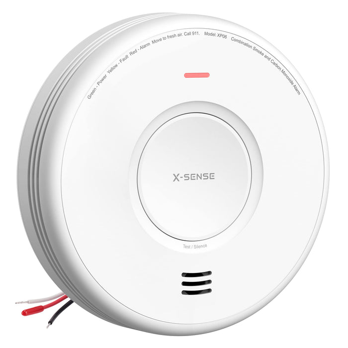 X-Sense AC Hardwired Combination Smoke and Carbon Monoxide Detector, Hardwired Interconnected Smoke and CO Detector Alarm with Replaceable Battery Backup, XP06, 1-Pack