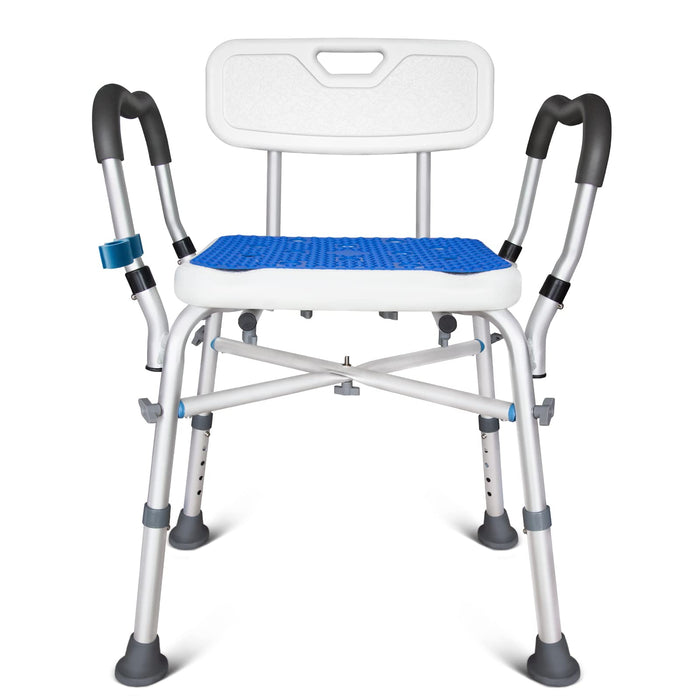 KingPavonini Shower Chair for Inside Shower, 550LBs Heavy Duty Bath Chair with Arms, Medical Shower Seat, Bath Stool Safety Shower Bench with Reinforced Crossing Bar for Elderly, Adults, Disabled