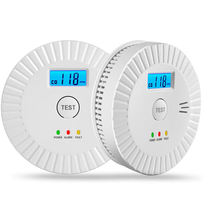 OLUNCLE 2 Packs Smoke and Carbon Monoxide Detector Powered by Battery,Smoke Detector Carbon Monoxide Detector Combo with Large LCD Display, Portable Fire Alarm Smoke Detector, OL0902U