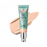 IT Cosmetics CC+ Cream Natural Matte Foundation with SPF 40 - Shine-Reducing & Long-Wear Full Coverage Foundation For Oily Skin - With Hyaluronic Acid - Non-Comedogenic, Light Neutral - 1.08 fl oz