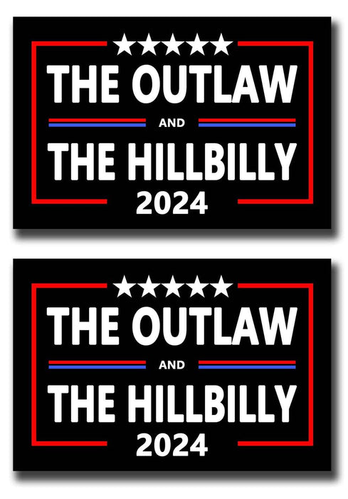 2 Pack The Outlaw and The Hillbilly Trump Vance 2024 President Voting Car Magnet Auto Truck Fridge Magnetic Decal Bumper Magnet