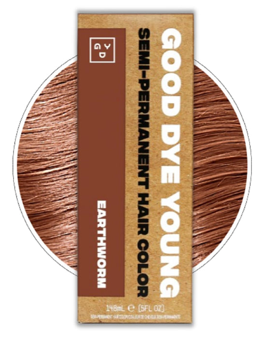 Good Dye Young Semi Permanent Brown Hair Dye (Earthworm) – UV Protective Temporary Hair Color Lasts 15-24+ Washes – Conditioning Brown Hair Dye - (5oz)