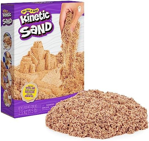 Kinetic Sand, 5.5lbs (2.5kg) Natural Brown Play Sand for Arts and Crafts, Sandbox, Moldable Sensory Toys for Kids Ages 3 and up