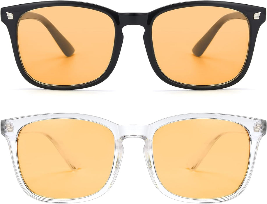livho 2 Pack Blue Light Computer Gaming Glasses - Design for Gamer with Professional Powerful Filter Lens Anti Fatigue & Eyestrain for Screens/Video Game/Console/TV/PC