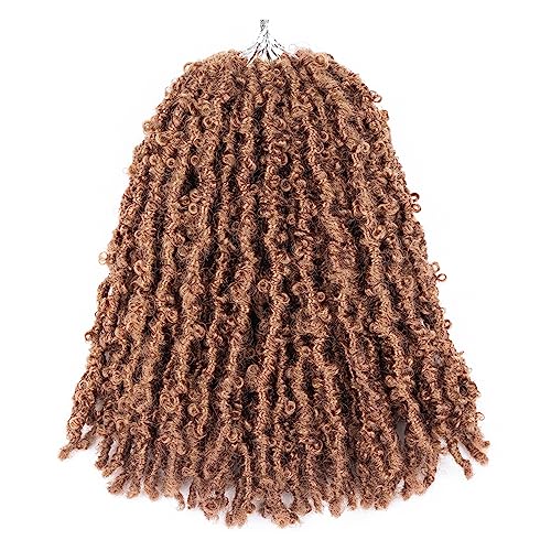 GUOHUI Super Light Butterfly Locs Crochet Hair 12 Inch 6 Packs Pre-Looped Soft Distressed Faux Locs Braids for Women Kids (12 Inch,30#)