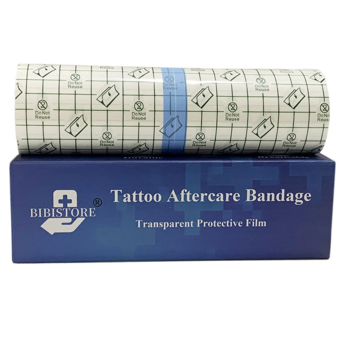 BIBISTORE Waterproof Tattoo Aftercare Bandage,7.87" x 11 Yard Transparent Dressing Film Roll,Tattoo Protective Cover up Tape,Tattoo Second Skin Adhesive Patch,Tattoo Healing Wrap,Tattoo Supplies
