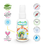 Minoris Baby After Sun Spray - Baby After Sun Care, Organic Content, Zinc Oxide Based, Hypoallergenic, Vegan, Recovery After Sun Exposure, Soothing, Sunburn Care, 0-6 Months 100ML