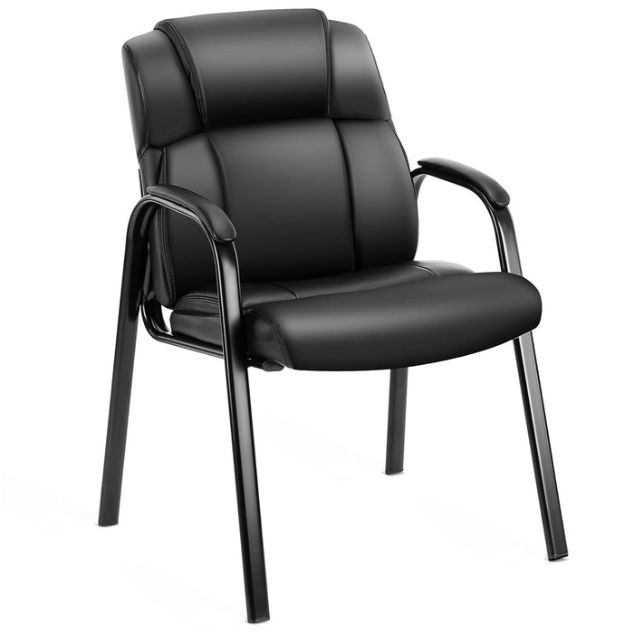 OLIXIS Waiting Room Reception Chairs, Leather Office Desk Guest Stationary Side Chair with Padded Arms for Home Conference Lobby Area Meeting Church Medical Clinic Elderly Student