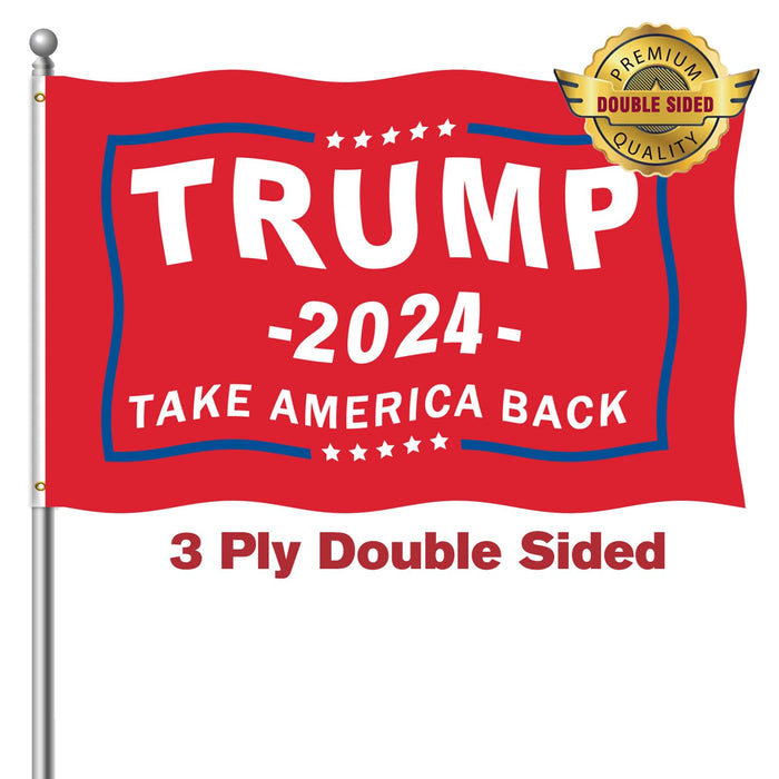 Trump 2024 Flag 3x5 outdoor Double Sided Take America Back Trump Flag 3ply Heavy Duty Polyester Anti-UV Fading Donald Trump Flag 2024 For President Trump Flags with 2 Brass Grommets 4 Rows Stitched