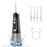 LVLAM Water Flosser, Oral Irrigator Electric Oral Teeth Braces Cleaning Water Floss Pick Cordless Tooth Cleaner Tool Kit Portable Travel Rechargeable Ipx7 Waterproof (Black)