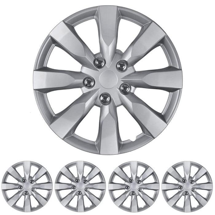 BDK (4-Pack) Premium 16" Wheel Rim Cover Hubcaps OEM Style Replacement Snap On Car Truck SUV Hub Cap - 16 Inch Set, Abs,Steel, Acrylonitrile Butadiene Styrene
