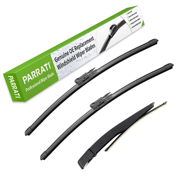 PARRATI® Premium Windshield Wipers with Rear Wiper Blades Arm Replacement for 2023-2011 Ford Explorer,All-Season Automotive Wipers,Easy to Install 26"+22"+11"(Set of 4)