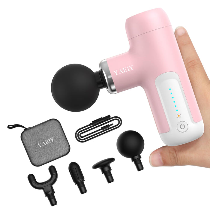 YAEIY Mini Massage Gun, Portable Massage Gun for Deep Tissue Muscle, Handheld Small Massage Gun, Compact Powerful Massager with Case for Travel, Athletes,Office Gifts, Pink