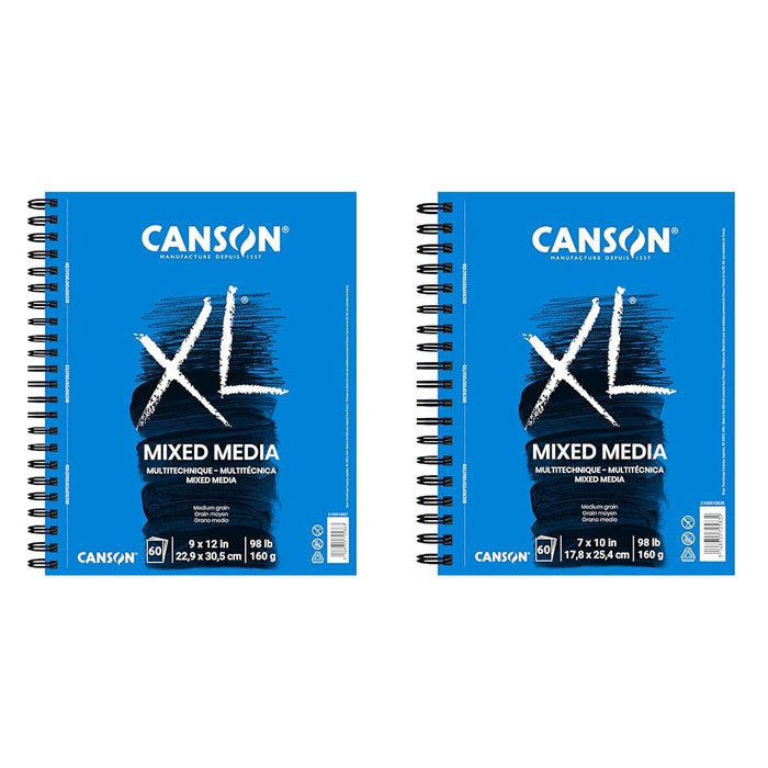 Canson XL Series Mixed Media Art Paper Pad Bundle - 9x12 inches 60 Sheets and 7x10 inches 60 Sheets