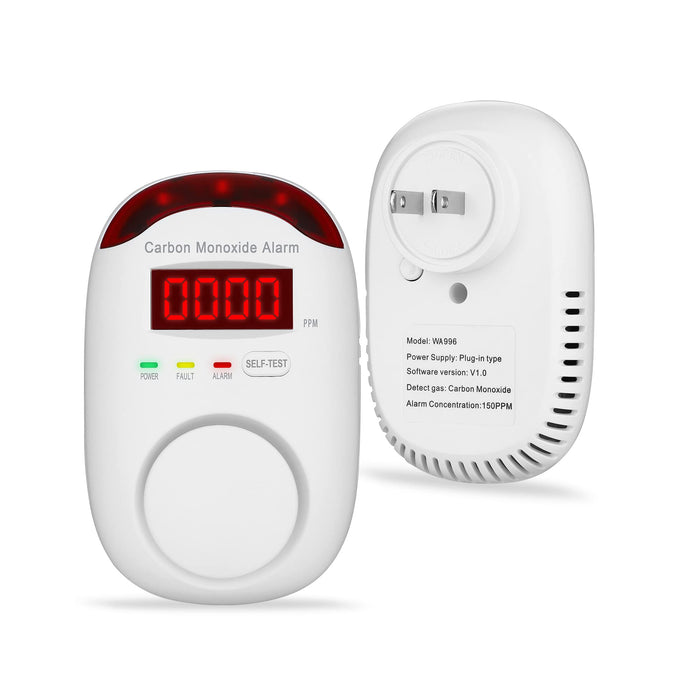 Koabbit Carbon Monoxide Detector - Plug in CO Level Monitor Alarm with Digital Display Sound & Light Warning for Home/Apartments/Hotel,Accurate & Easy to Install (White)