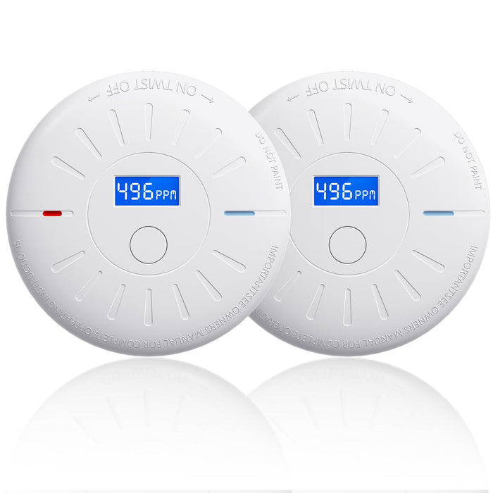 2 Pack 10 Year Battery Operated Smoke and Carbon Monoxide Detector, Portable Fire Co Alarm for Home and Kitchen (White)