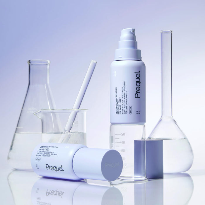 Prequel Skin Universal Skin Solution Hypochlorous Acid Spray for Face and Body. Fine Mist HOCL Facial Cleanser and Dermal Spray with Minerals & Electrolyzed Water - pH-Stabilized Care. 4oz