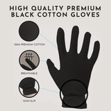 Gaxcoo Cottonnerie 7 Pairs 100% Premium Black Cotton Moisturizing Gloves for Dry Hands & Eczema | Overnight Lotion & Sleep Treatment for Men & Women | Reusable, Free Washing Bag - Packaging May Vary