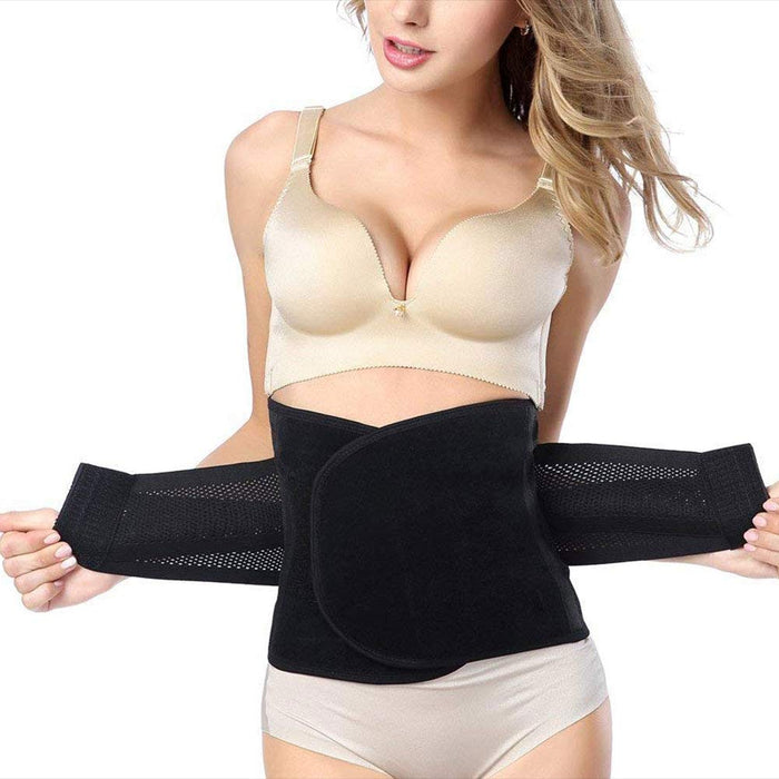 GOEGE Waist Trimmer Belt- Breathable Postpartum Postnatal Recoery Materinty Support Belt Post Pregnancy After Birth,Pregnancy Belly Band Abdominal Binder,Black,Size M