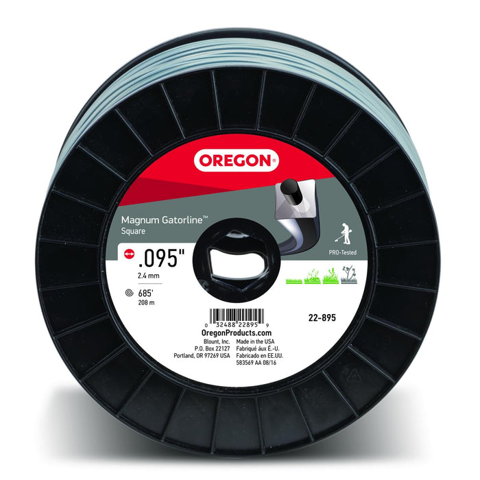Oregon Magnum Gatorline 095 Trimmer Line Heavy Duty, Professional Square Weed Wacker String for Gas and Electric Grass Trimmer and Brushcutters, Fits Most Standard Models .095" x 685-Foot (22-895)