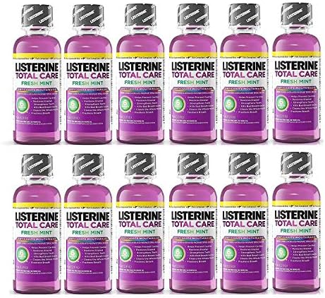 Listerine Total Care Fresh Mint Antiseptic Mouthwash, Travel Size 3.2 Ounces (95ml) - Pack of 12