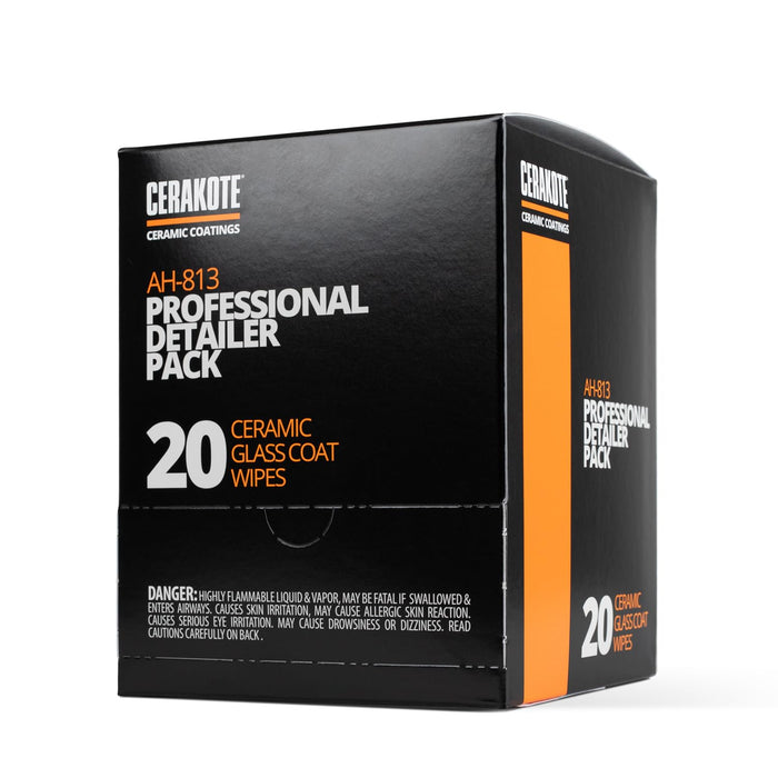 CERAKOTE Ceramic Glass Coat Protectant Pro Pack (20 Count Wipes) - Hydrophobic Automotive Rain Repellant, Long-Lasting and Durable Ceramic Coating, Quick and Easy Application