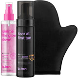 b.tan Violet Self Tan & Face Mist Kit | Lovers Bundle - Self Tanning Mousse with Gimme The Glow Down Gradual Face + Body Mist w Self Tanning Mitt Applicator, 1 Hour Sunless Tanner, Fast, 6.7 Fl Oz