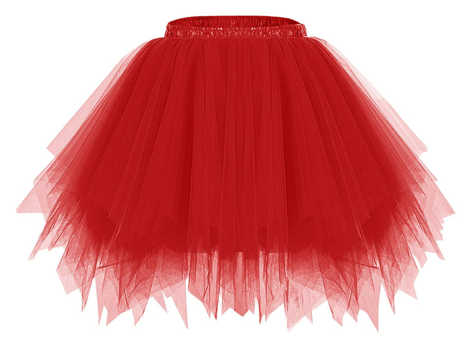 Christmas Red Tutu Skirt for Women 50s Vintage Ballet Bubble Dance Skirts for Cosplay Party Red XL