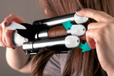 Alure Three Barrel Curling Iron Wand with LCD Temperature Display - 1 Inch Ceramic Tourmaline Triple Barrels, Dual Voltage Crimping Tool, Best Hair Waver for Beachy/Frizz Free Waves (Black/White)