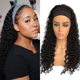 XSY Headband Wig Human Hair None Lace Front Wigs Glueless Human Hair Wigs 24 Inch Virgin Brazilian Deep Wave Machine Made Wigs Human Hair Wigs for Black Women