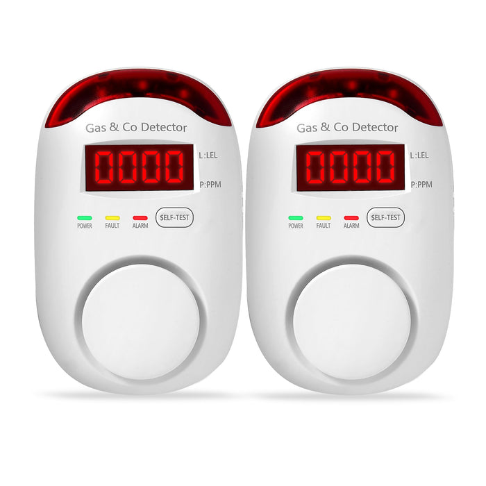 2 Packs Gas & Carbon Monoxide Detectors - Plug in Carbon Monoxide Detector & Propane, Natural Gas Detector, CO Monitor Alarm & Explosive Gas Detector Alarm for Home,RV